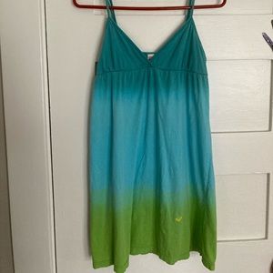 Roxy ombré spaghetti strap blue green yellow dress